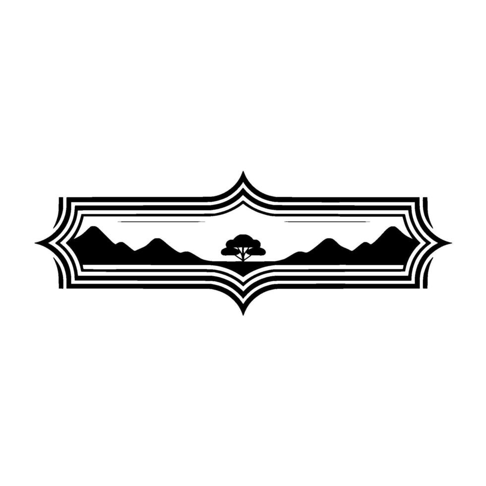 Serene Silhouette Mountain Vista Tree Emblem vector