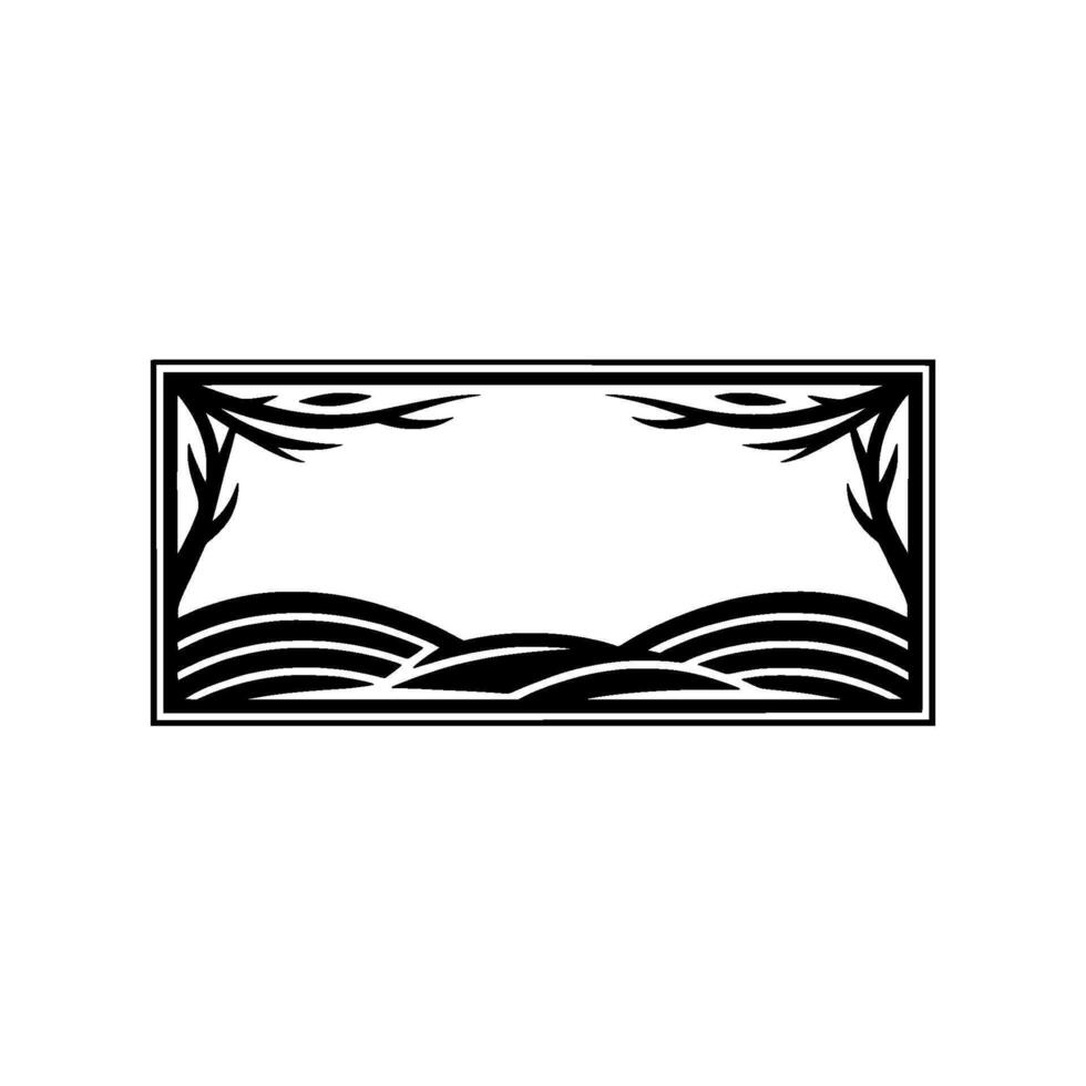 Stylized Landscape Border, Vintage Illustration vector