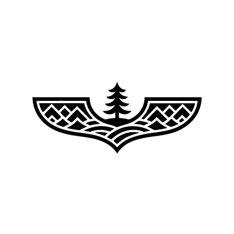 Geometric Wilderness Emblem, Rustic Mountain Silhouette vector