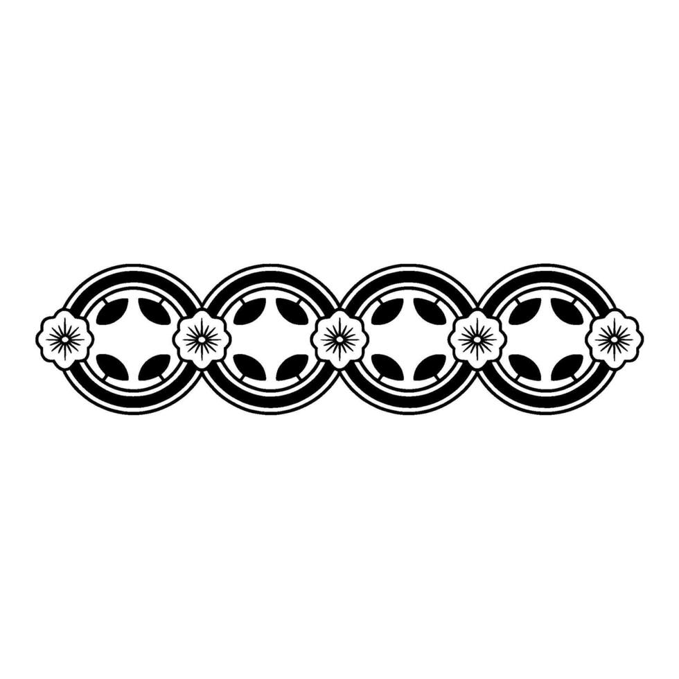 Geometric Blossom Border, Japanese , Minimalist Pattern - Floral vector