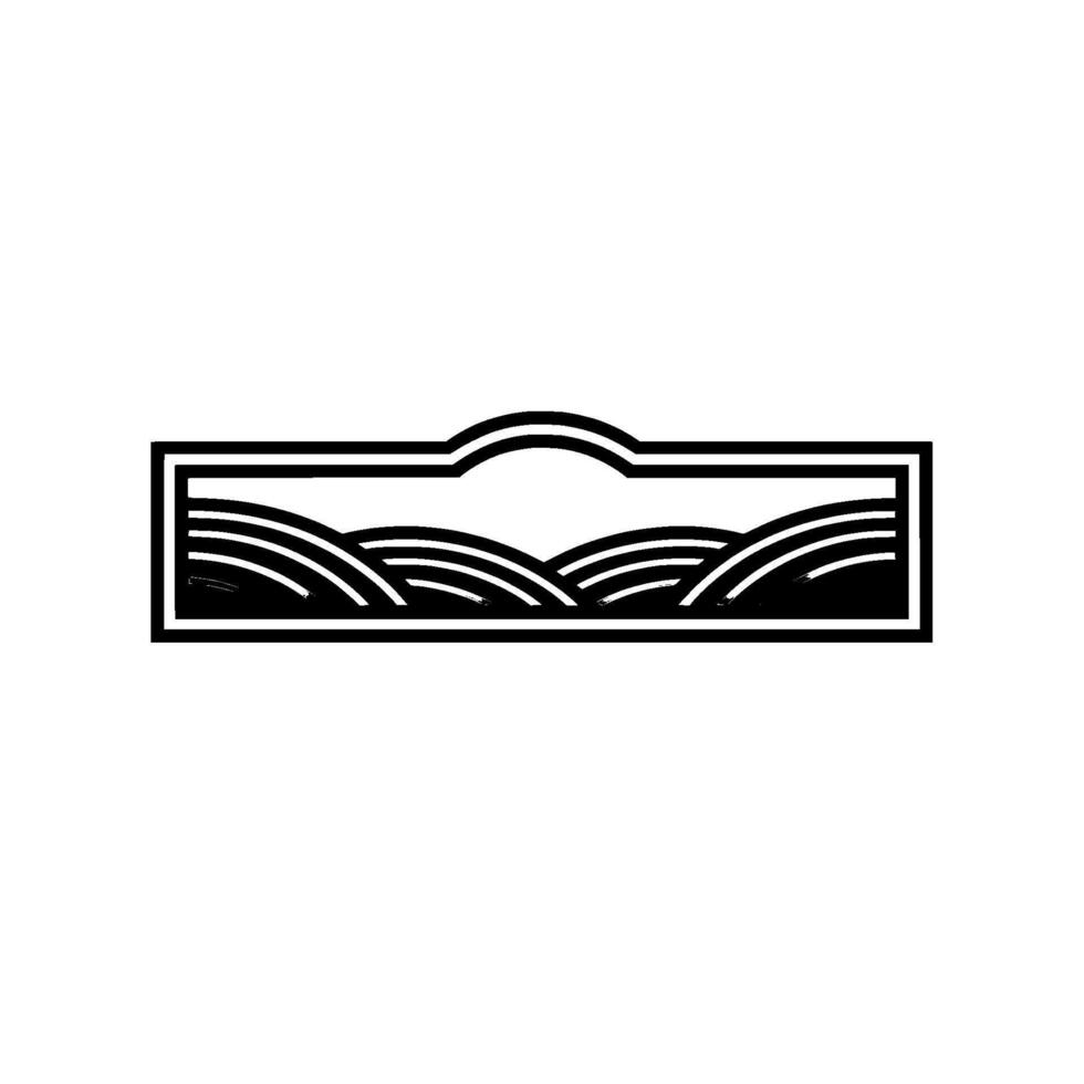 Minimalist Horizon Landscape Emblem, Serene Silhouette vector