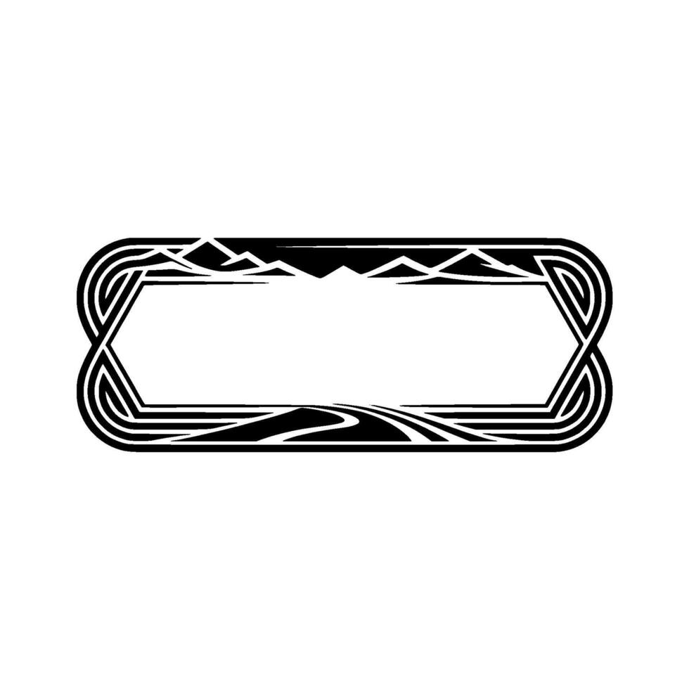Geometric Mountainscape Frame, Art Deco Style vector