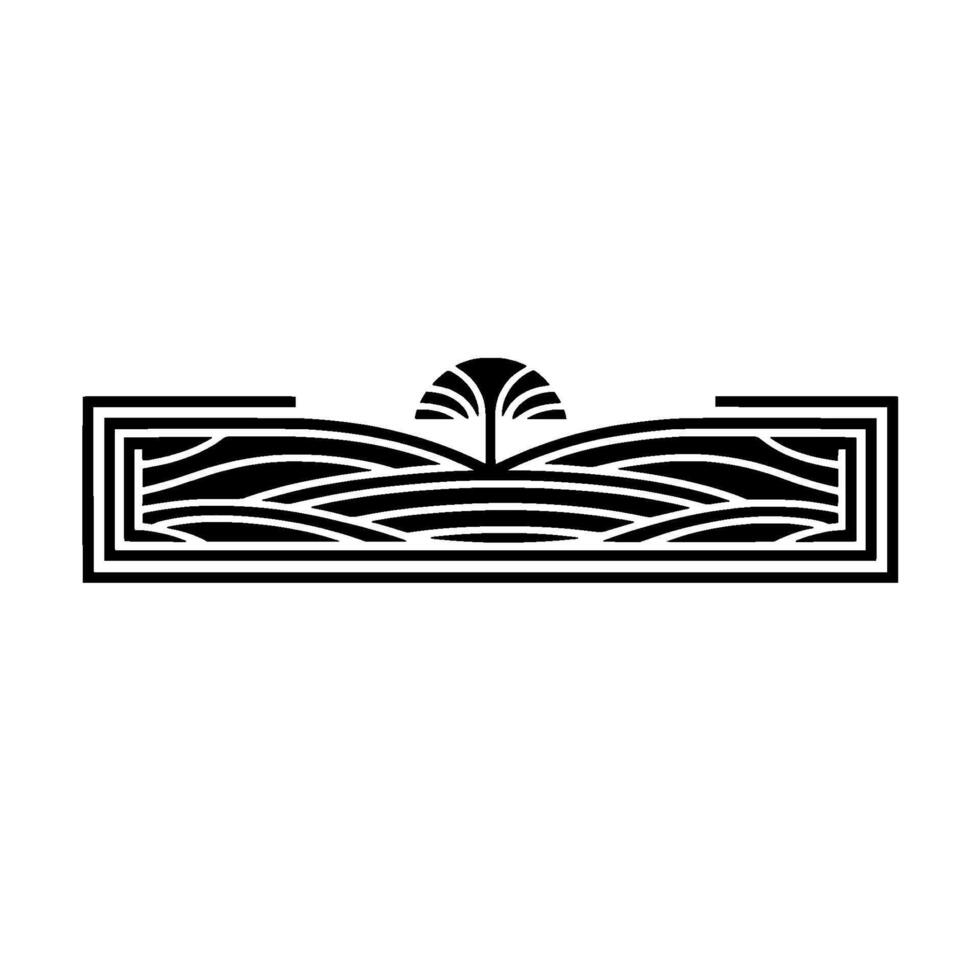 Stylized Landscape Emblem, Art Deco Inspired, Artdeco vector