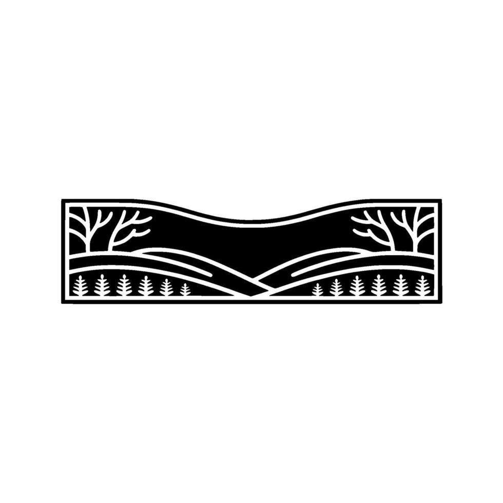 Stylized Forest Landscape Emblem, Minimalist vector