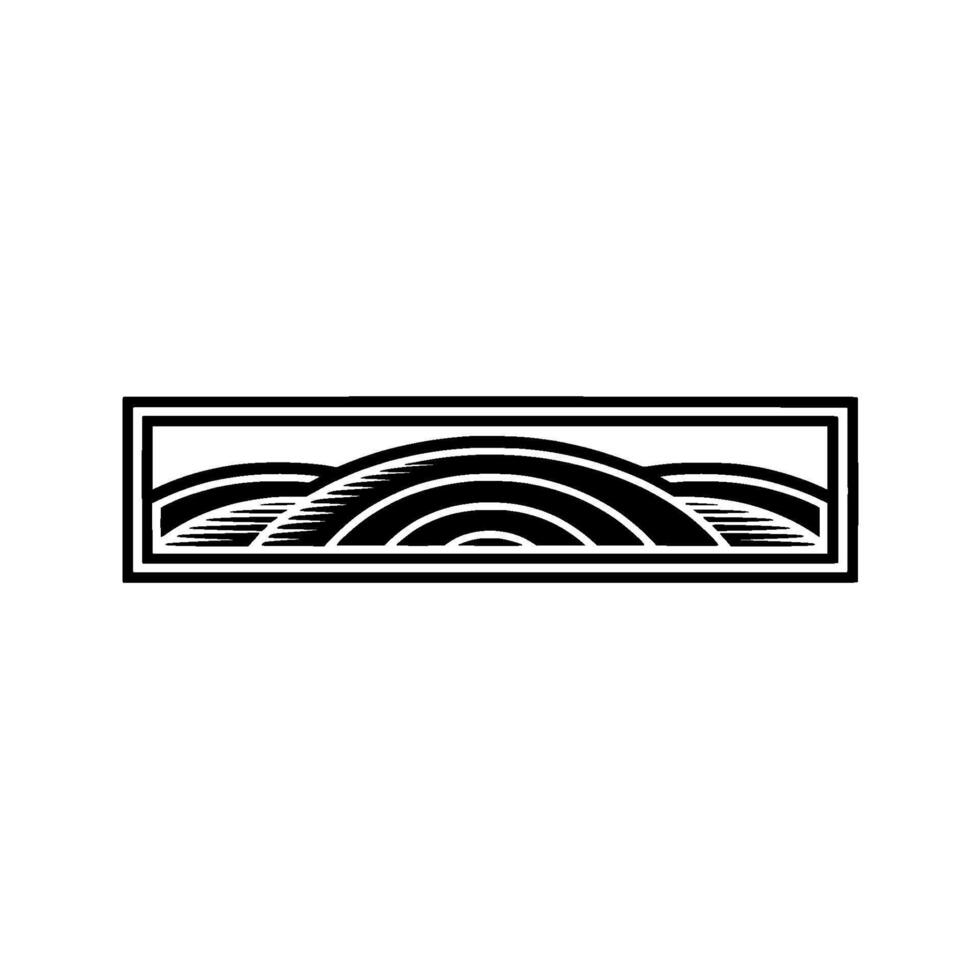 Stylized Wave Landscape Emblem, Vintage Illustration vector