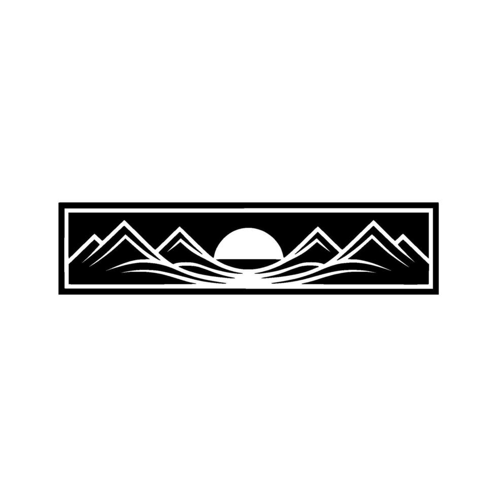 Minimalist Mountain Silhouette, Rising Sun Emblem vector