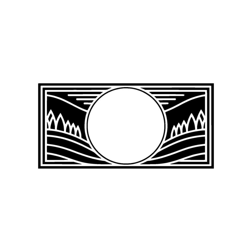 Geometric Moonscape, Minimalist Emblem, Serene Reflection vector