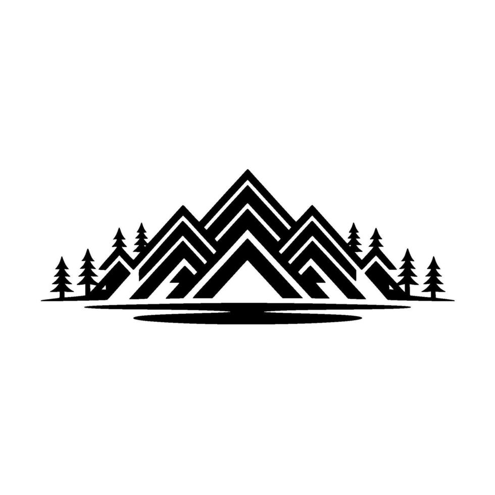 Geometric Mountain Range, Minimalist Landscape Emblem vector