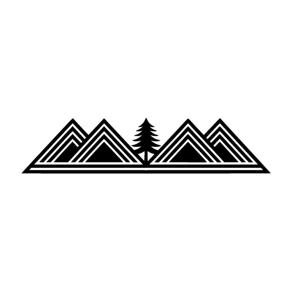 Geometric Mountainscape with Pine Tree Minimalist Wilderness vector