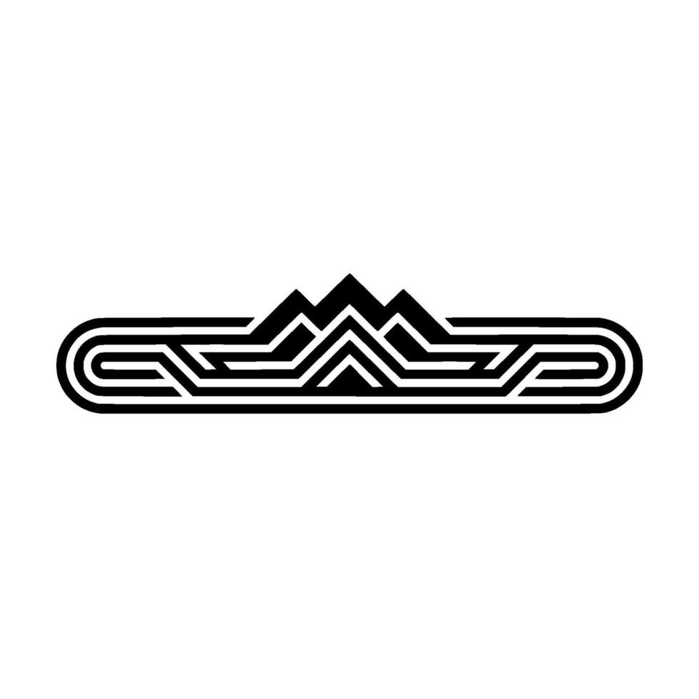 Geometric Mountainscape Emblem, Minimalist, Lineart vector