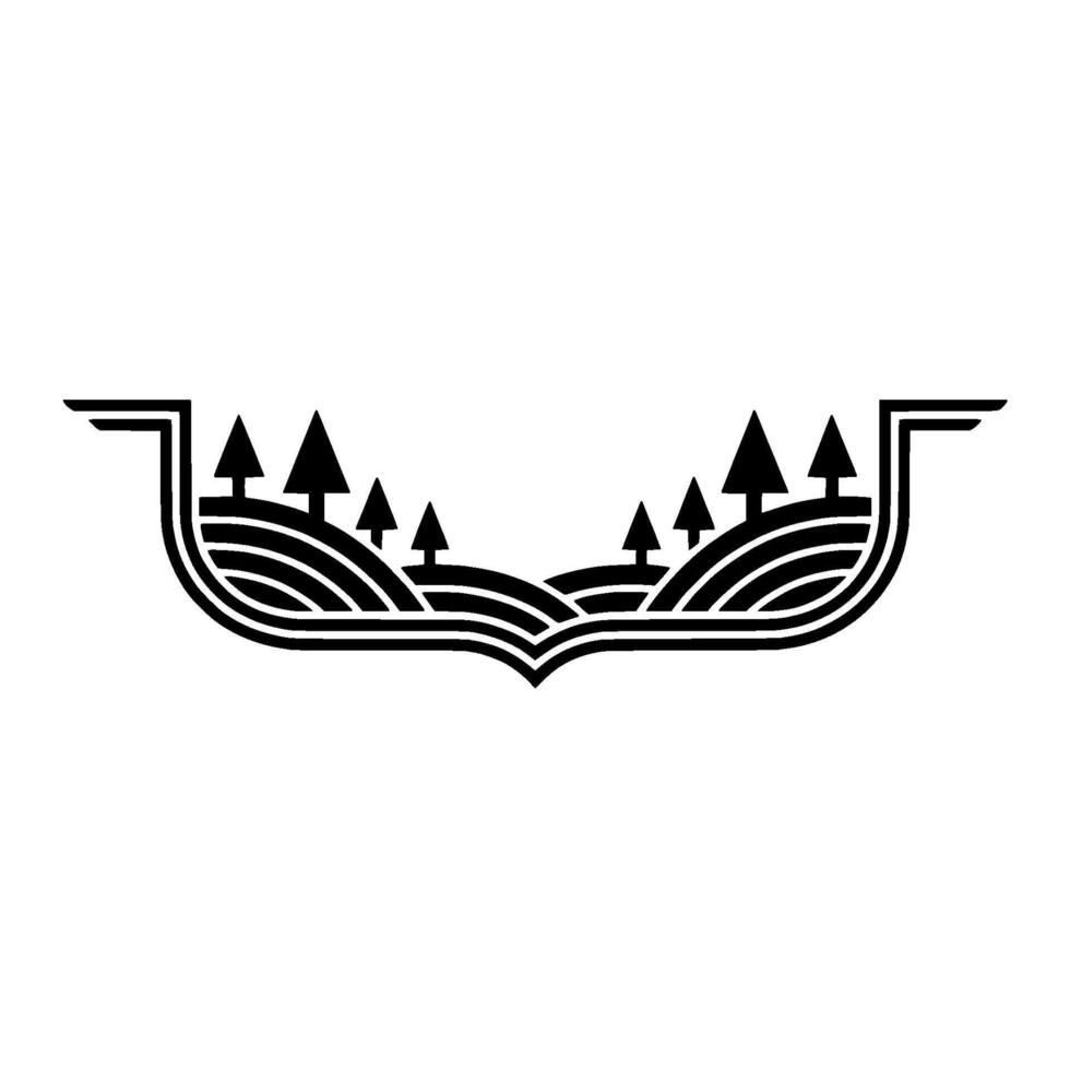 Minimalist Landscape Emblem, Rustic Silhouette, Natural Growth vector