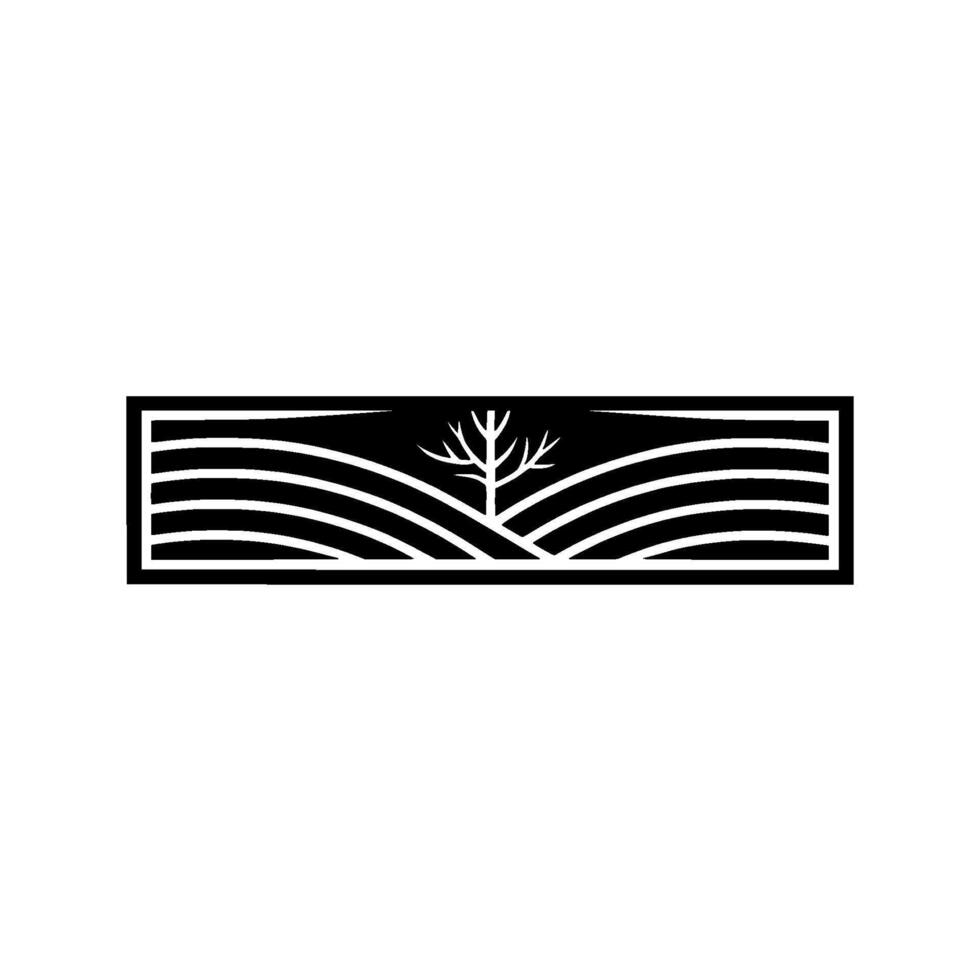 Minimalist Landscape Emblem Growth, Heritage, and Serenity, Geometric vector