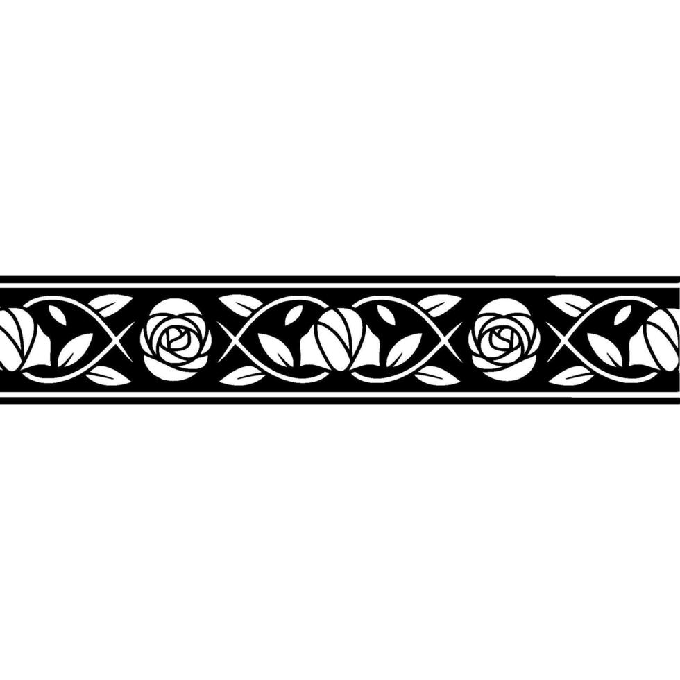 Elegant Black Rose Border, Art Nouveau vector