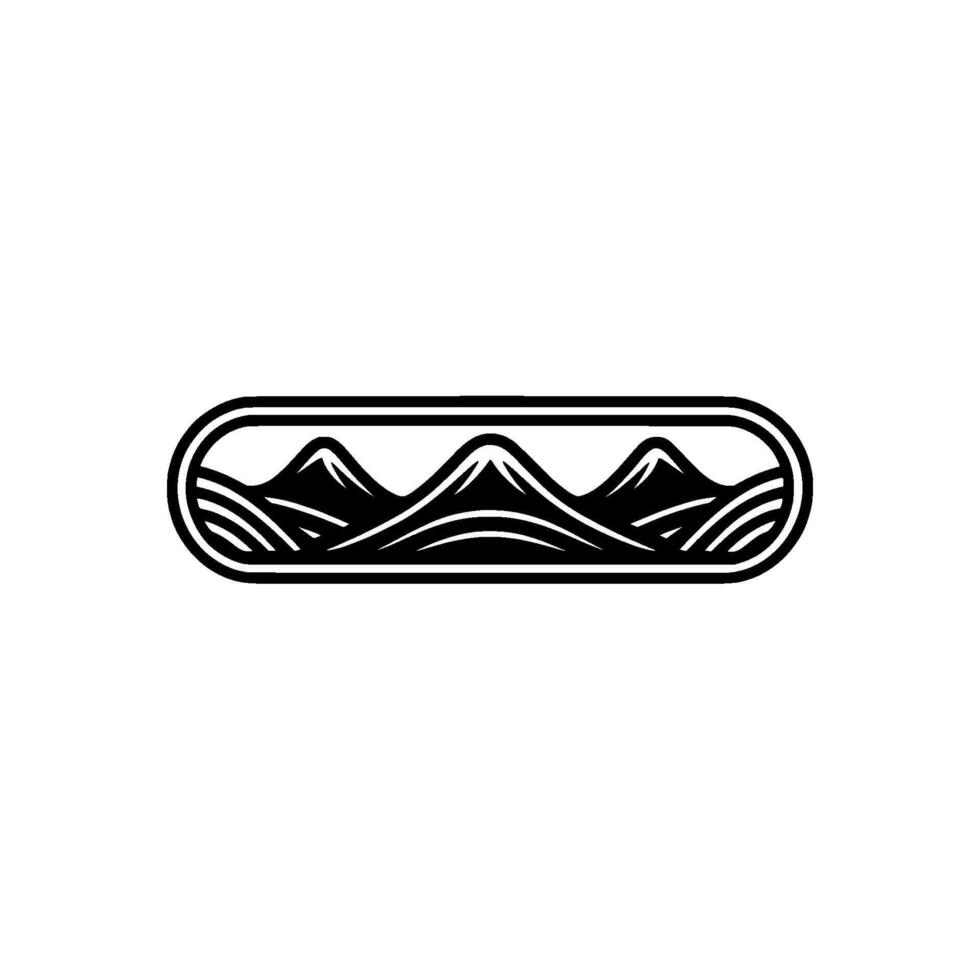 Mountain Range Silhouette Badge, Minimalist Adventure vector