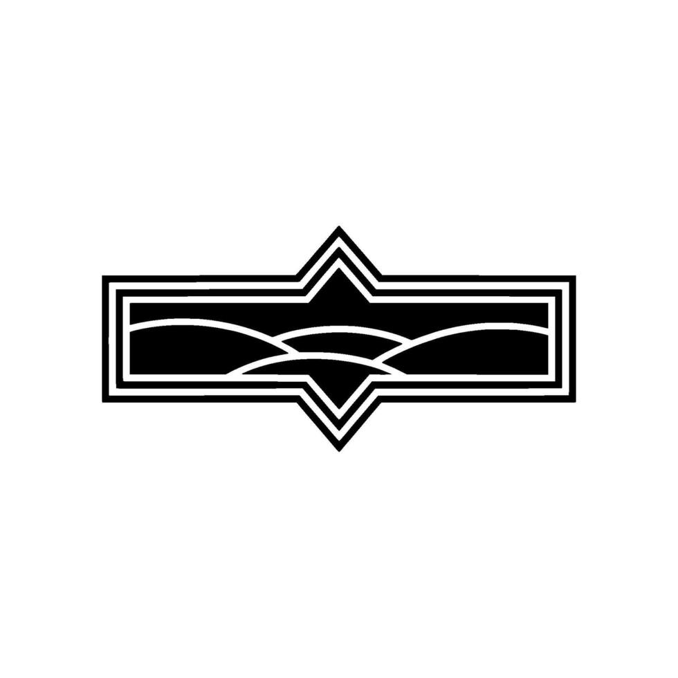 Geometric Horizon Stylized Landscape Emblem, Outline vector