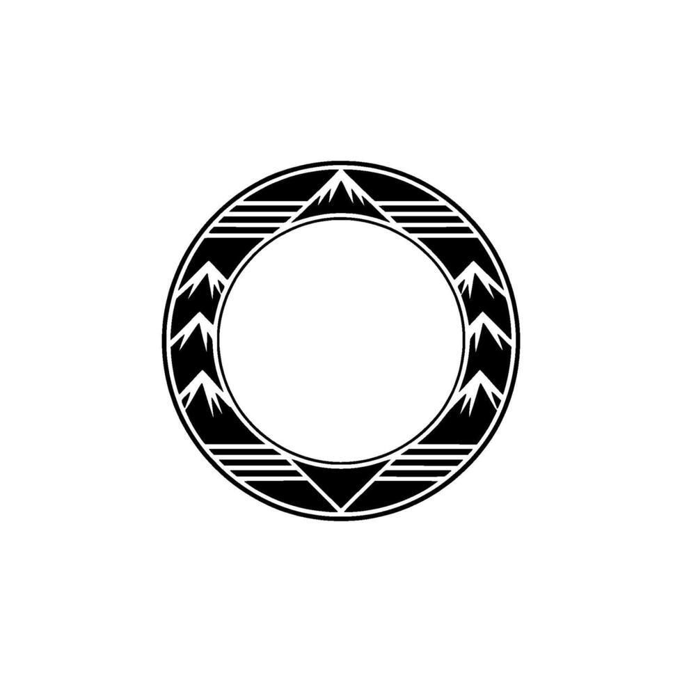 Geometric Mountain Crest Emblem, Minimalist, Circular vector