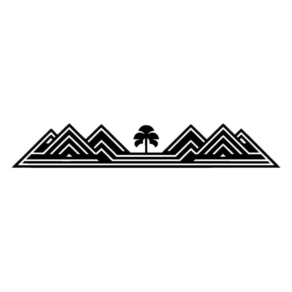 Geometric Mountainscape with Palm Silhouette vector
