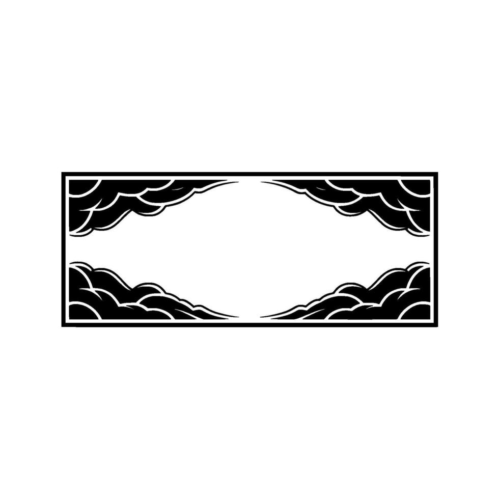 Geometric Cloud Frame, Minimalist, Abstract vector
