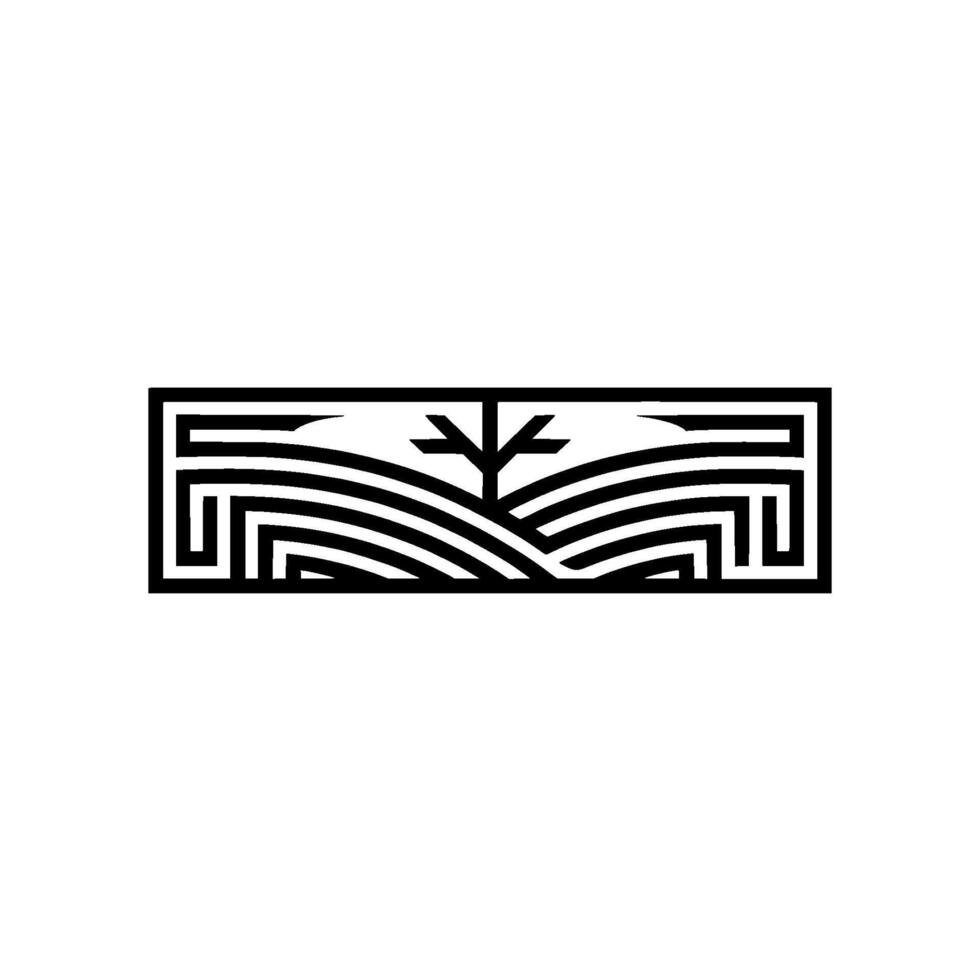 Geometric Landscape Emblem, Minimalist Growth Symbol vector