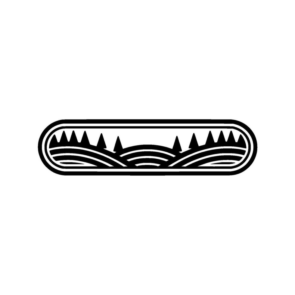 Minimalist Landscape Emblem, Rural Silhouette, Hills vector