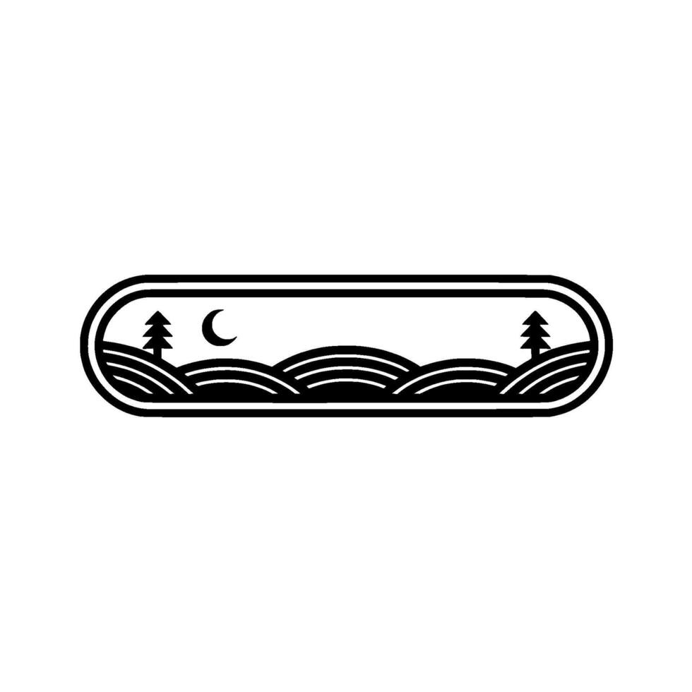 Serene Landscape Emblem Moonlit Hills Pines vector
