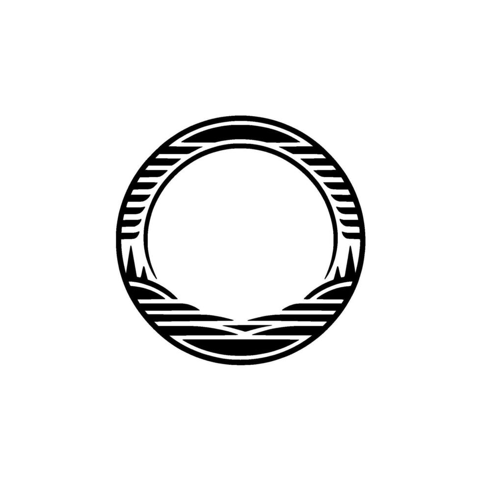 Abstract Oceanic Circle Emblem, Minimalist vector