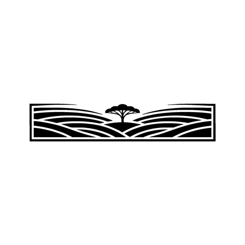 Minimalist Landscape Emblem, Serene Horizon, Isolated vector