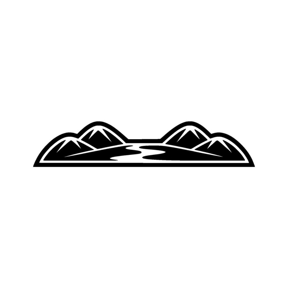Mountain Silhouette Riverscape, Minimalist Landscape vector