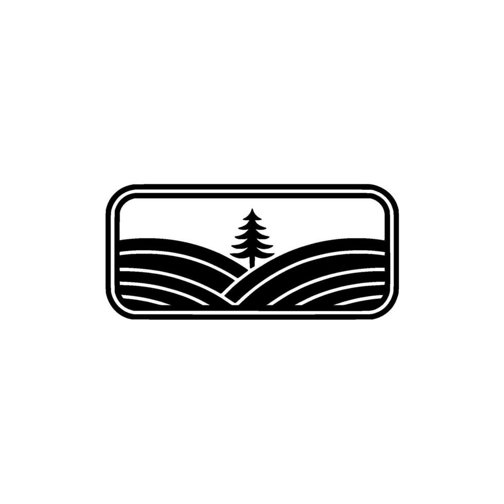 Minimalist Landscape Emblem, Pine Tree Silhouette vector