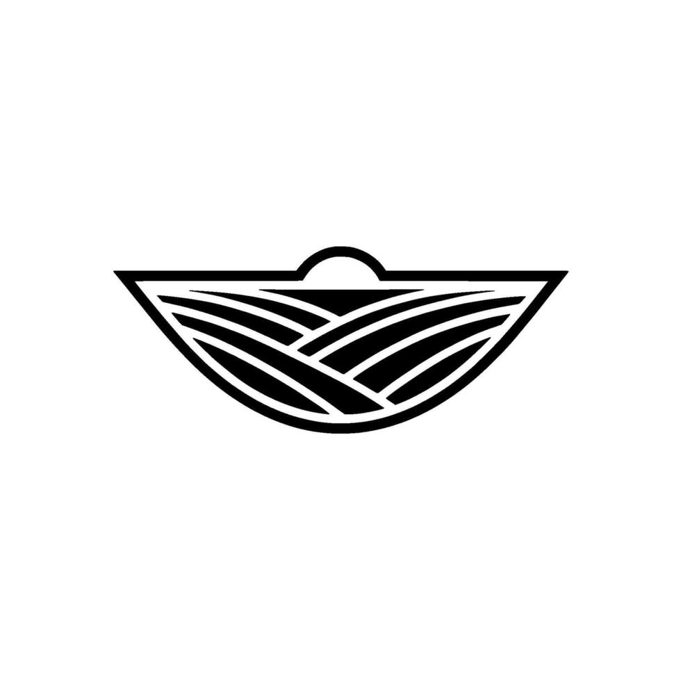 Minimalist Landscape Emblem, Dawn Silhouette, Horizon vector