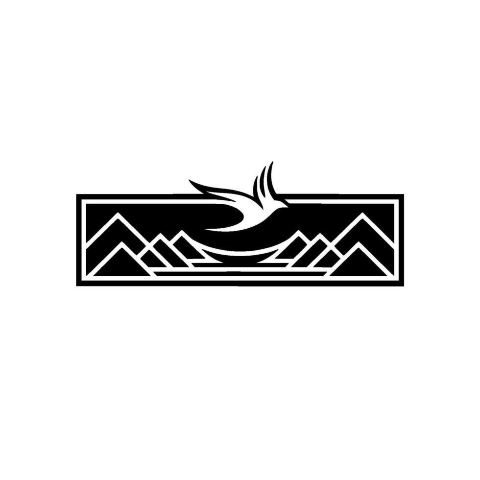 Winged Ascent Mountain Silhouette Emblem vector