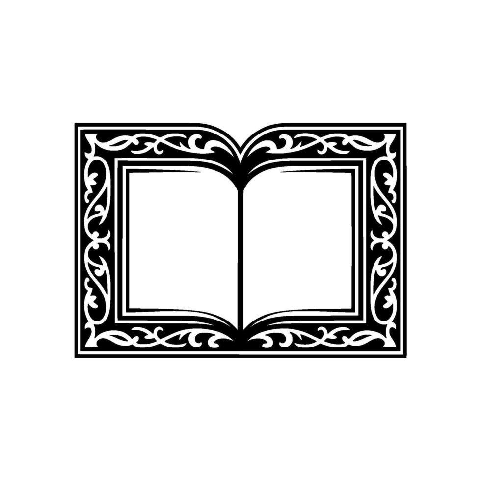 Ornate Book Frame, Vintage Illustration, Open Pages vector
