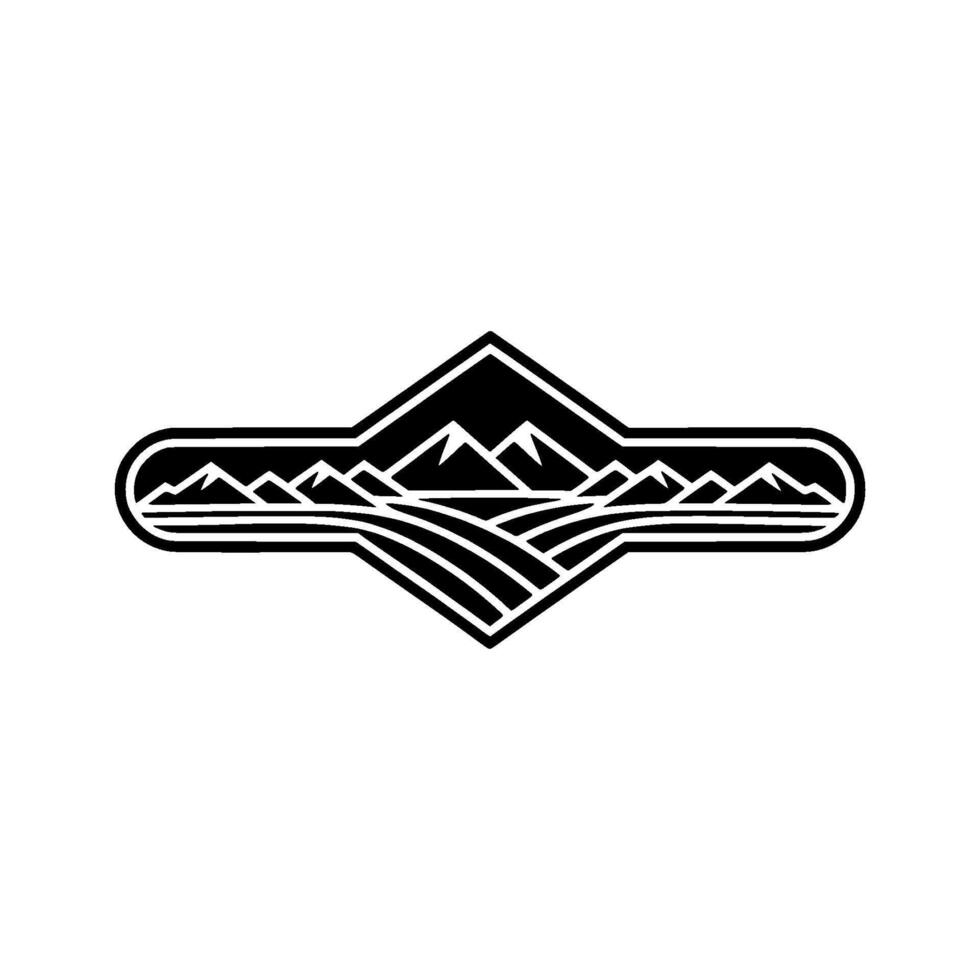 Geometric Mountainscape Emblem, Minimalist Adventure, Mountain vector