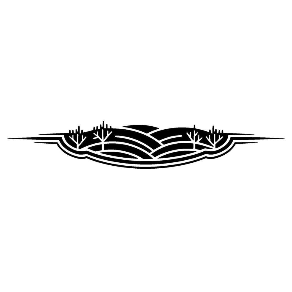 Stylized Landscape Emblem, Rustic Silhouette vector
