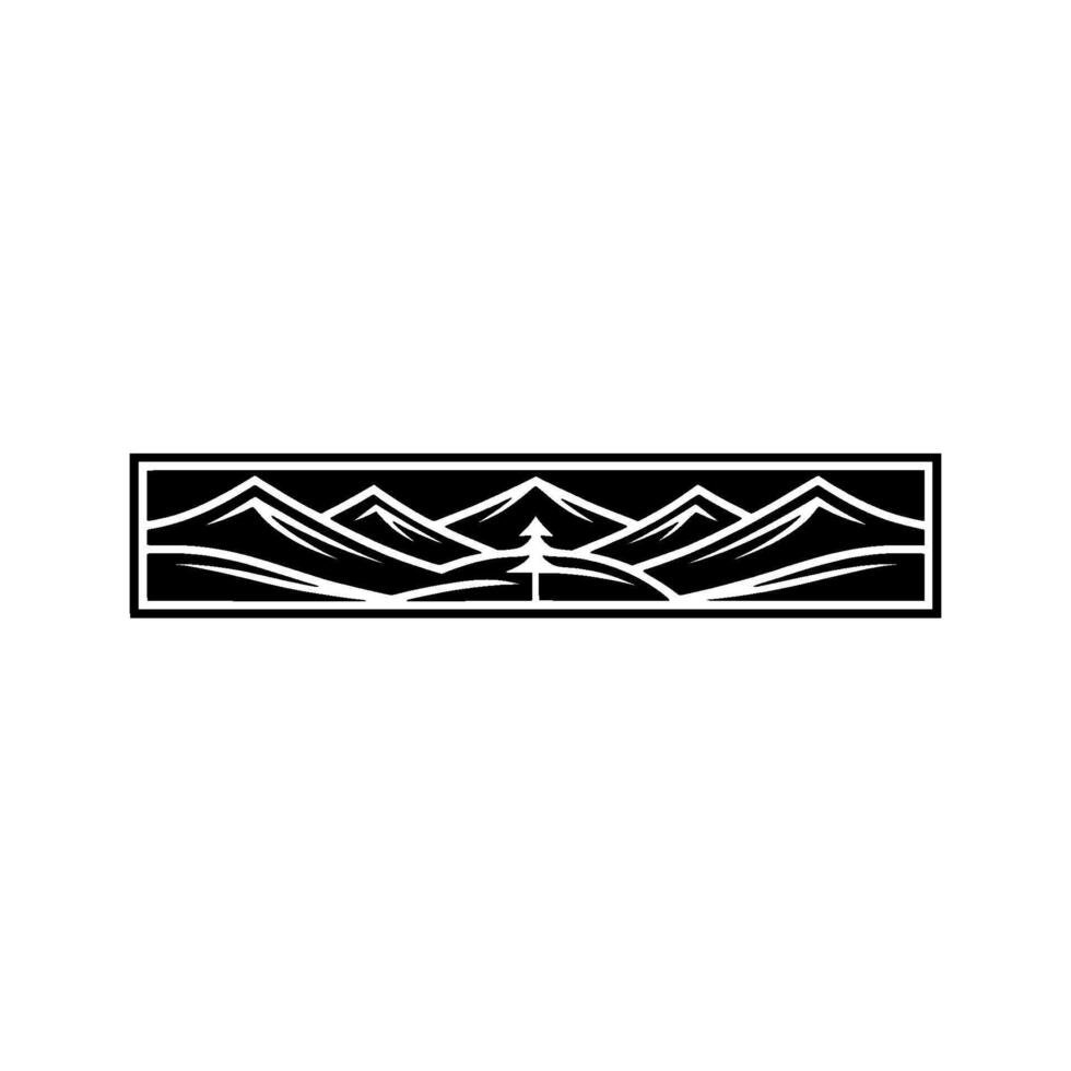 Minimalist Mountain Range Emblem, Adventure Exploration, Geometric vector
