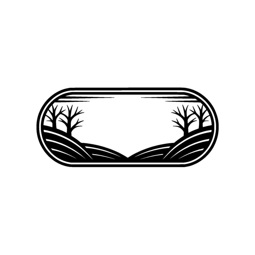 Serene Wilderness Emblem, Minimalist Landscape vector