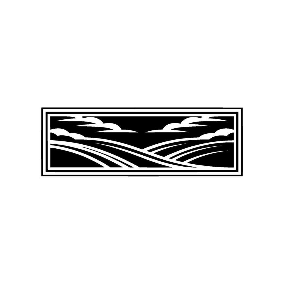 Stylized Landscape Emblem, Vintage Horizon vector