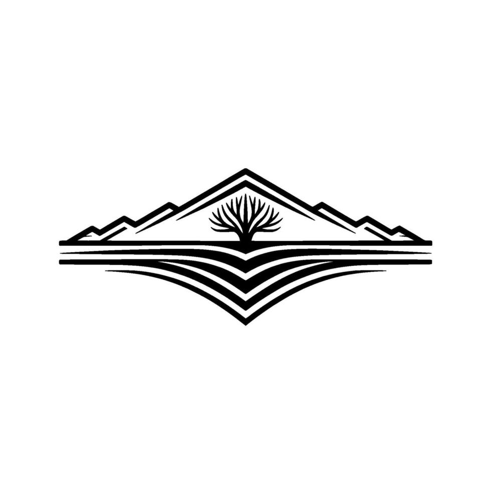 Mountain Silhouette Emblem, Natural Resilience, Minimalist vector