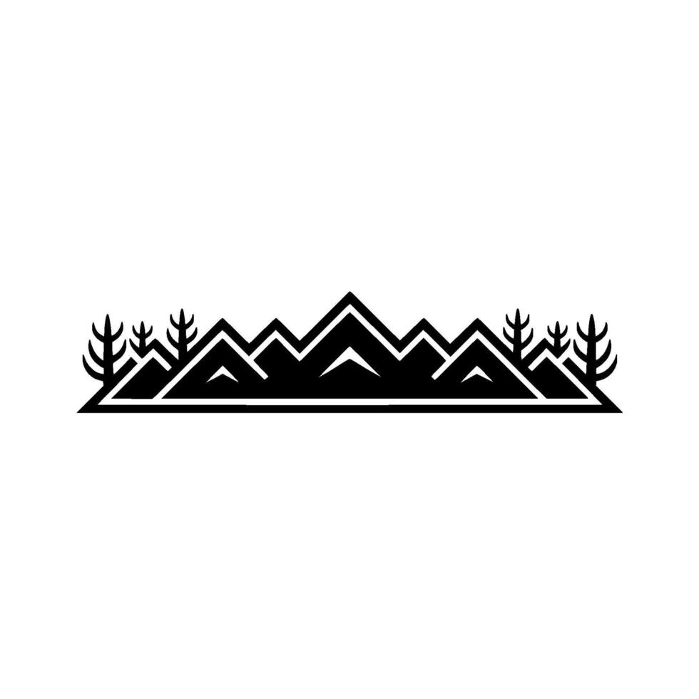 Minimalist Mountainscape Emblem, Adventure Exploration, Silhouette vector