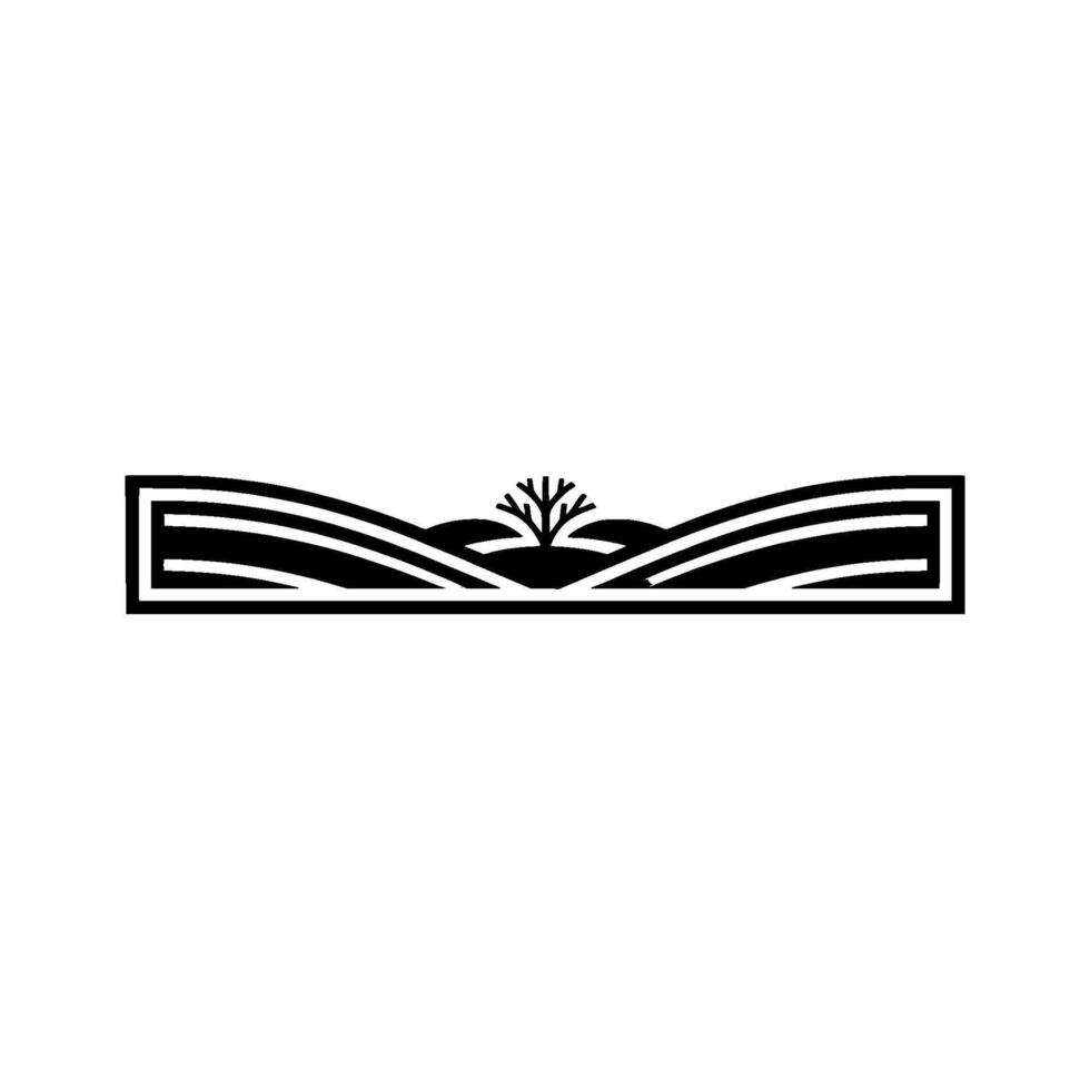Minimalist Landscape Emblem, Serene Horizon, Monochrome vector