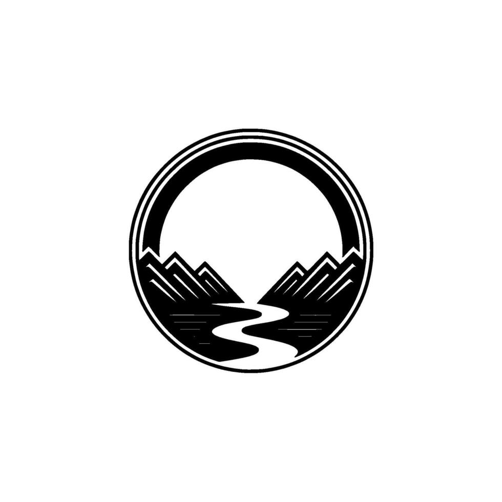Mountain Vista Emblem, Circular Wilderness Symbol vector