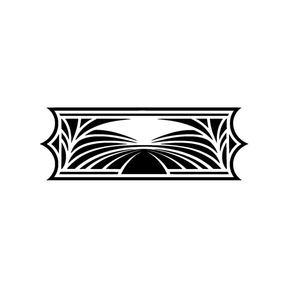 Geometric Horizon Stylized Landscape Emblem, Art deco vector