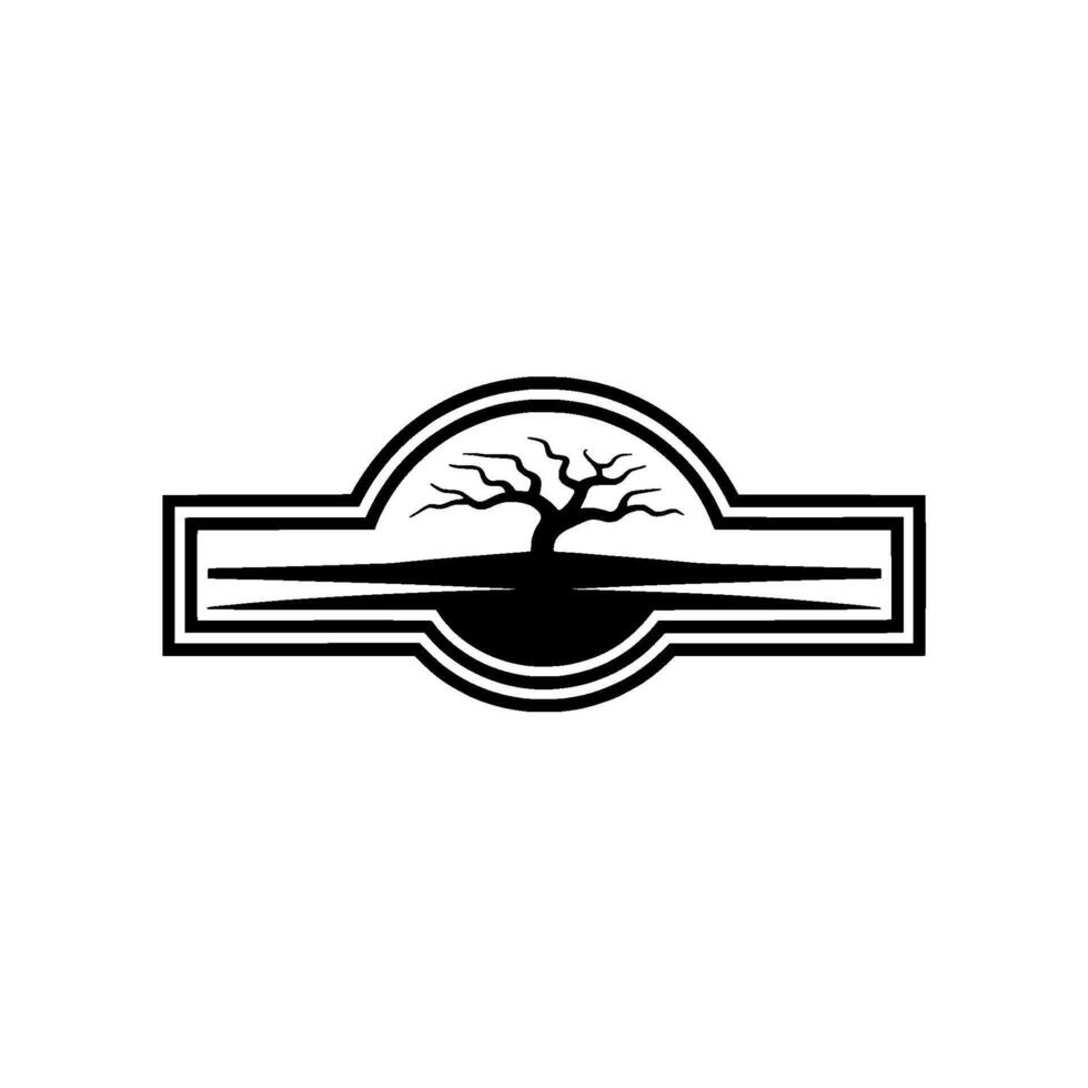 Stark Silhouette Winter Tree Emblem, Resilience Symbol vector