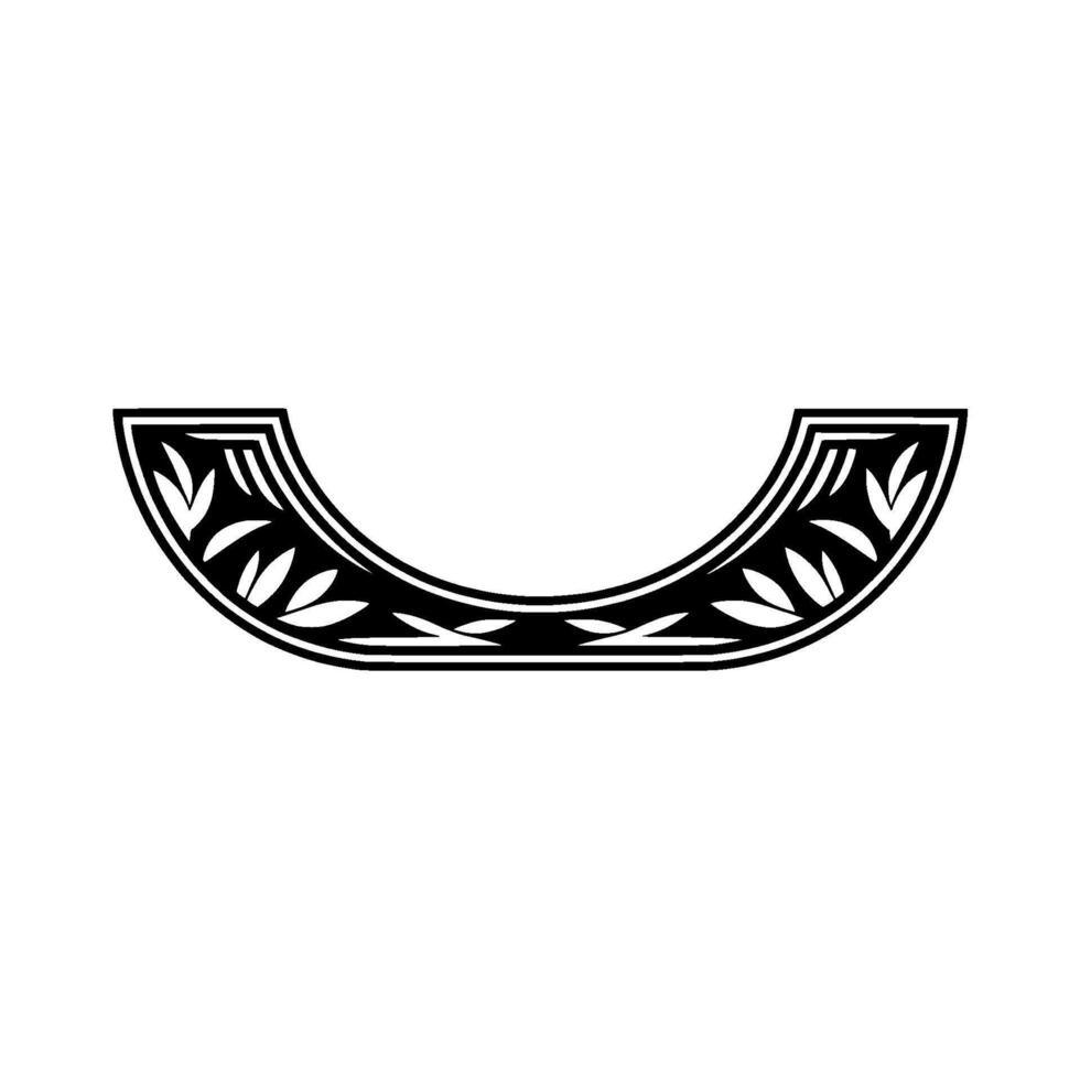 Stylized Crescent Moon with Leaf Motifs, Vintage Illustration vector