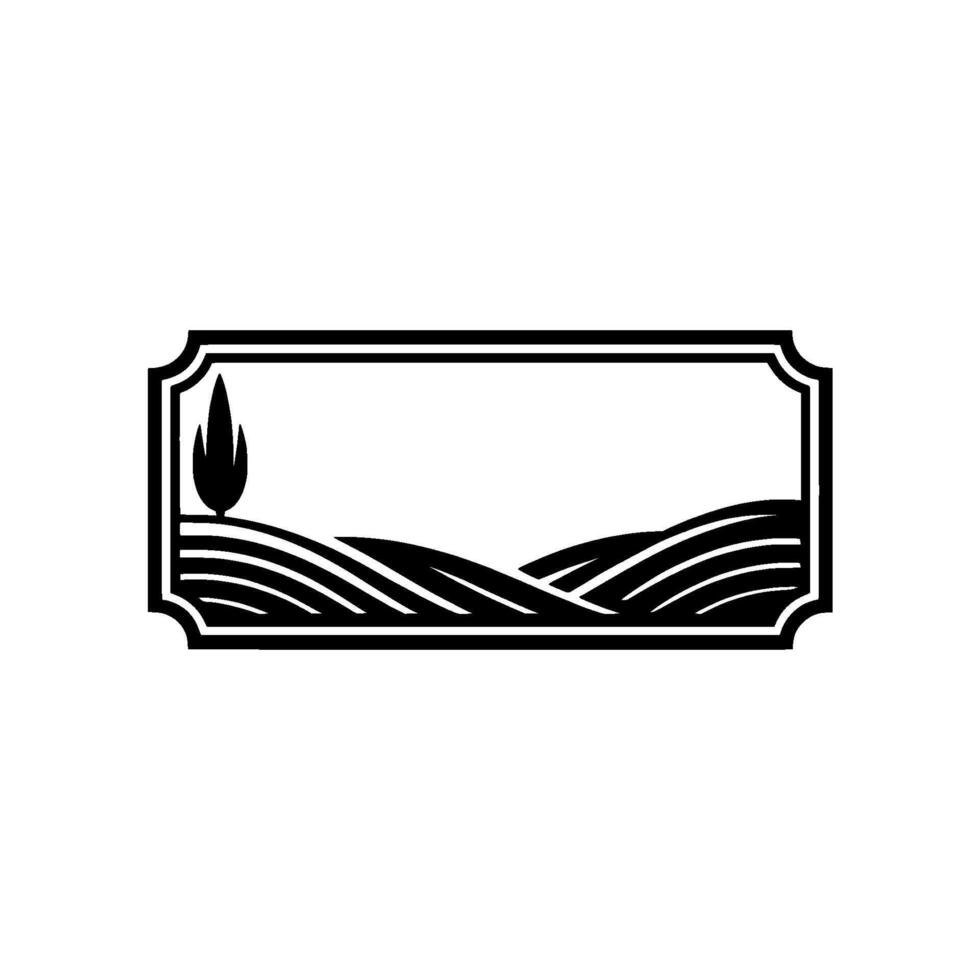 Serene Landscape Emblem, Minimalist Rural, Frame vector