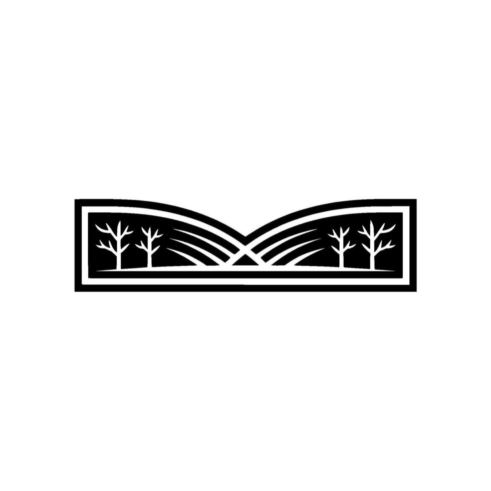 Minimalist Landscape Emblem, Serene Horizon - Monochrome vector