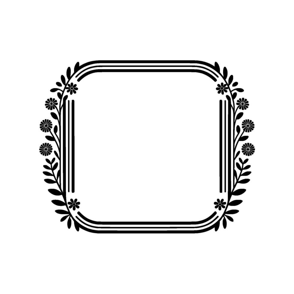 Elegant Botanical Frame, Vintage Style, Outline vector