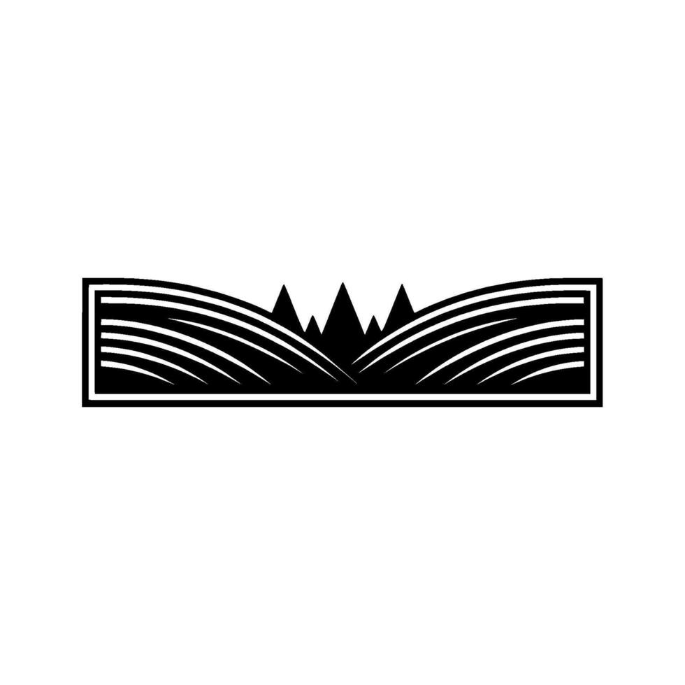 Minimalist Landscape Emblem, Rural Silhouette, Geometric Horizon vector