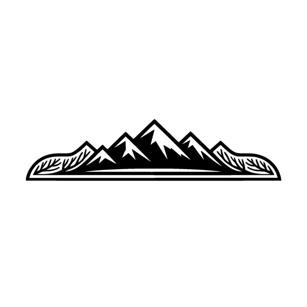 Mountain Silhouette Emblem, Rustic Adventure Illustration, Mountains vector