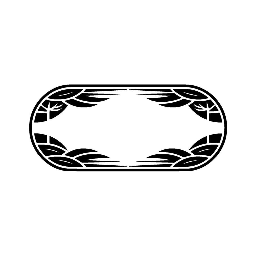 Elegant Oval Emblem, Japanese Bamboo Leaf vector